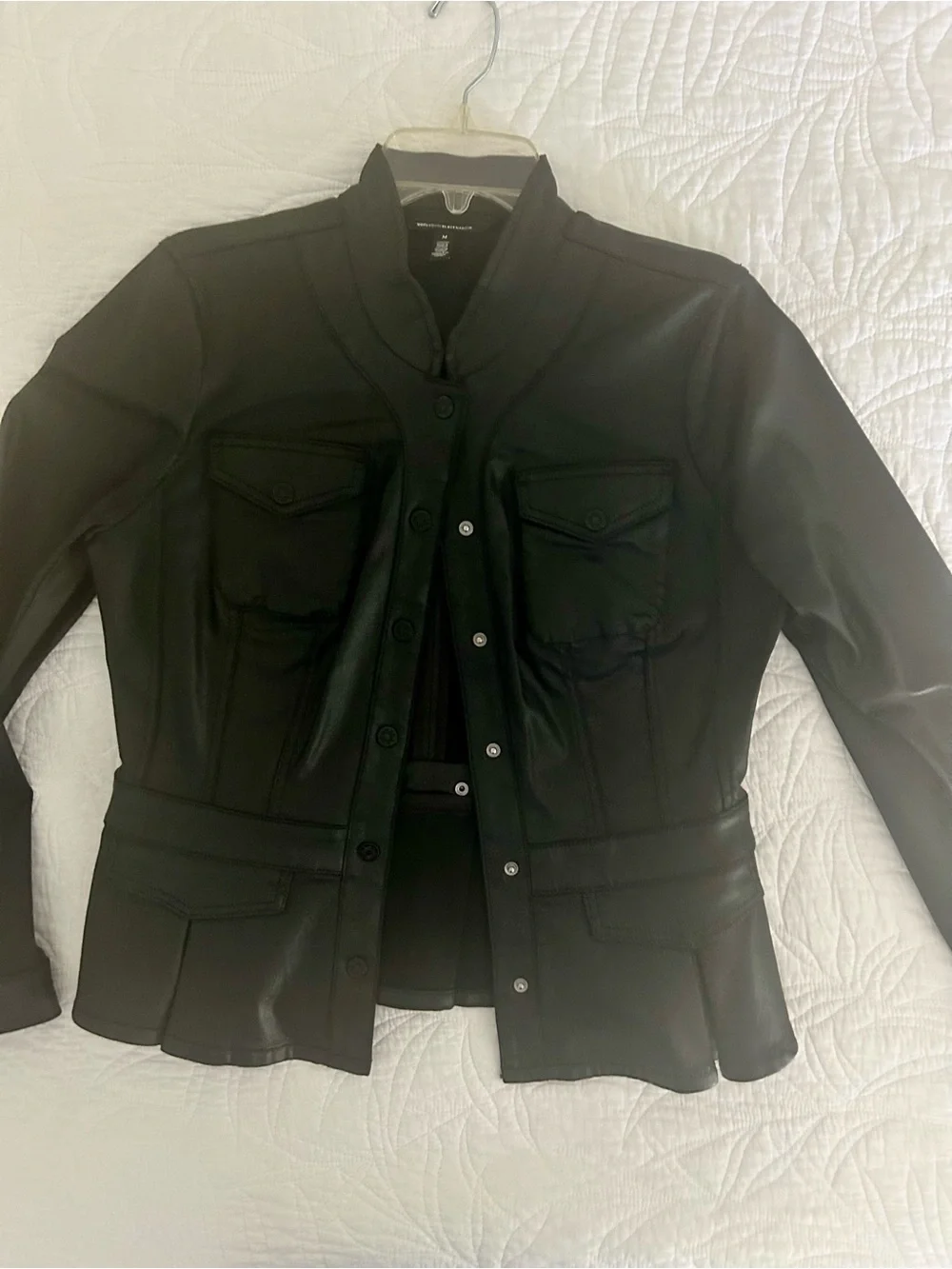 Black Glazed Twill Snap-Front Jacket - Women - Picture 3 of 4
